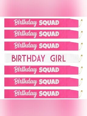 7 Pcs Birthday Girl Sash and Squad Sashes Set